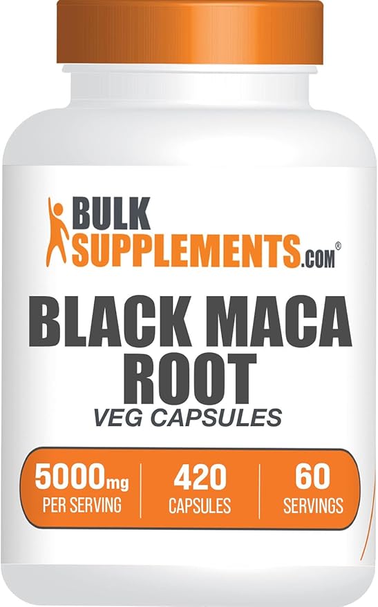BulkSupplements.com Black Maca Root Capsules - Black Maca Supplement Black Maca Root 5000mg Black Maca Capsules - Gluten Free 7 Capsules per Serving 420 Veg Capsules (Pack of 1)