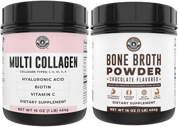 Left Coast Performance Chocolate Bone Broth and Multi Collagen Powder for Joint Hair Skin and Nails Support