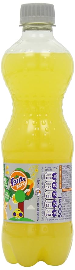 Fanta Zero Orange Soft Drink Bottle 500 ml (Pack of 12)