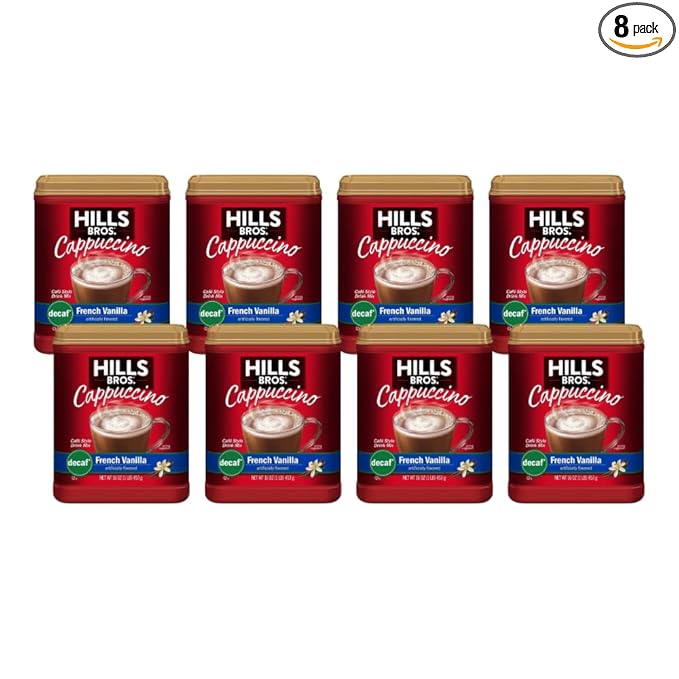 Hills Bros. Flavor Coffee (Decaf French Vanilla 16 Ounce (Pack of 8))