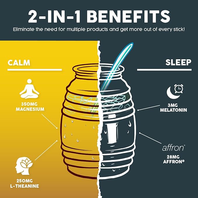 Salud 2-Pack | 2-in-1 Calm + Sleep (Punch) &amp Calm + Sleep (Lemon Honey) – 15 Servings Each Drink Mix Dairy &amp Soy Free Non-GMO Gluten Free Vegan Low Calorie 1g of Sugar