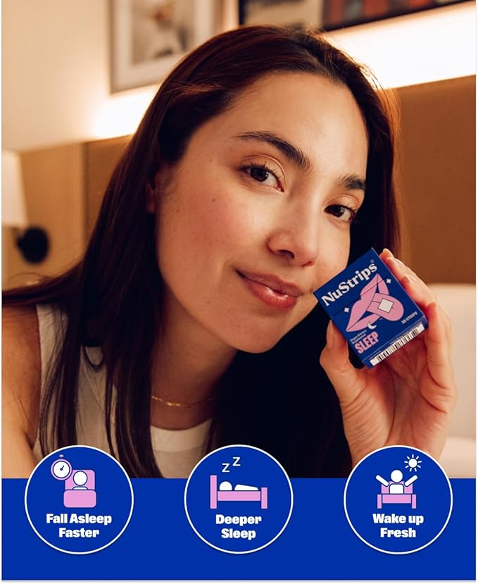 NuStrips Fast Dissolving Sleep &amp Beauty Oral Strips Travel Bundle with Melatonin Valerian Root L-Theanine Vitamin B6 Biotin Folate &amp Vitamin E