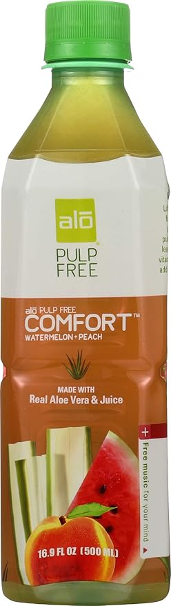 Alo Pulp Free Comfort Aloe Vera Juice Drink Watermelon and Peach 12 Count