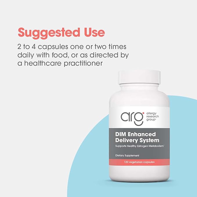 ARG DIM Enhanced Delivery System - Supports Estrogen Metabolism - Delivers 300 mg Bioavailable Diindolylmethane Complex - Vegetarian &amp Soy-Free - 30 Servings - 120 Capsules