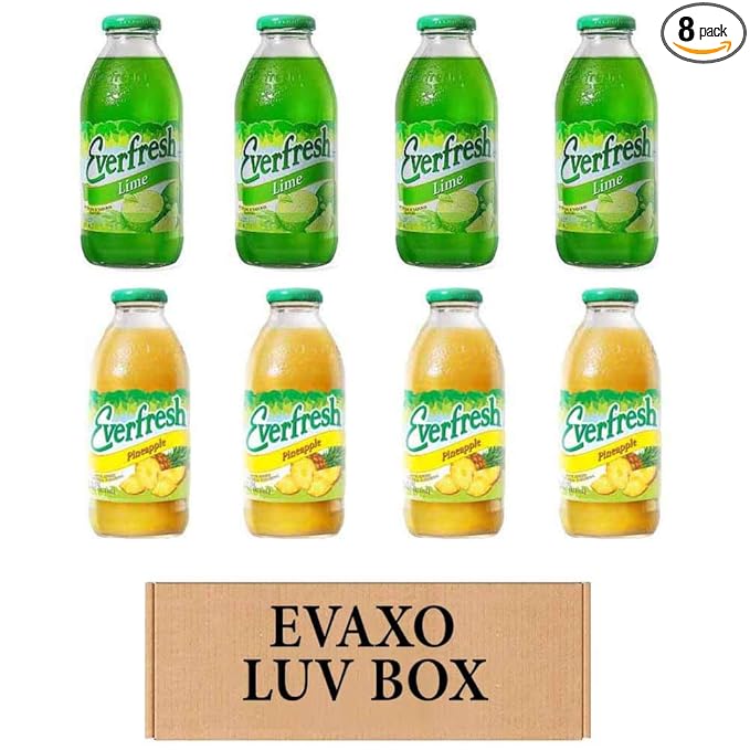 LUV BOX- variety Everfresh Juice 16 oz. pack of 8 Everfresh Lime Everfresh Pineapple Juice. by evaxo