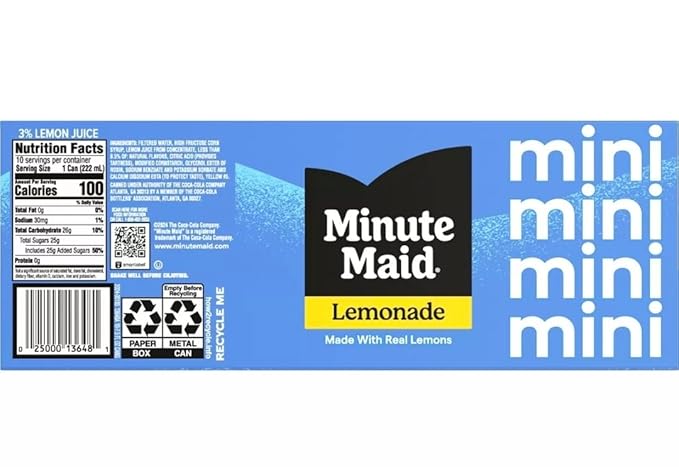 Minute Maid Lemonade 7.5 oz Cans 30 Pack