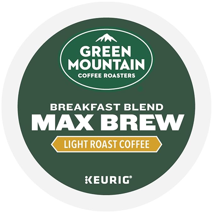 Green Mountain Coffee Roasters Breakfast Blend Max Brew Single Serve Keurig K-Cup Pods Light Roast Coffee 60-Count Box (6 Packs of 10)