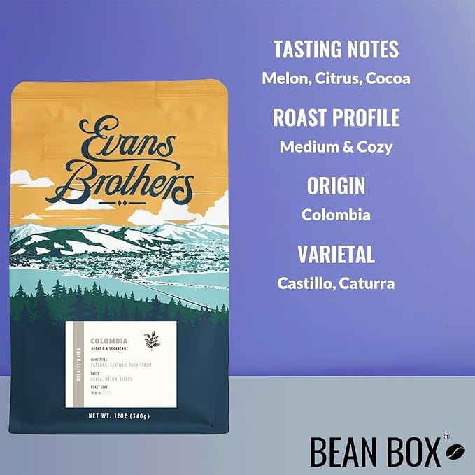 Decaf Colombia - Roasted by Evans Brothers Coffee - Whole Bean Coffee - 5 Pound Bag