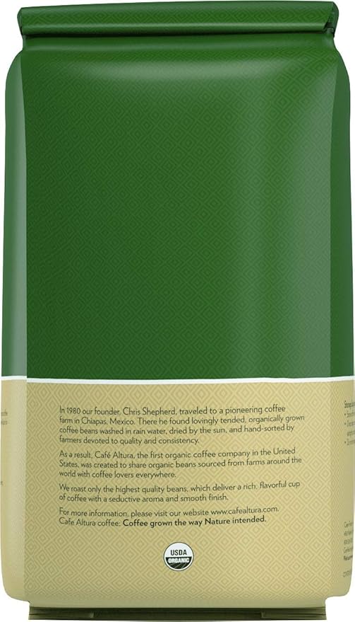 Cafe Altura Whole Bean Organic Coffee Peru 5 lb Bag