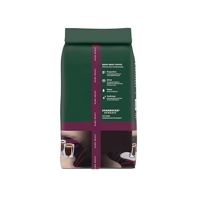 Starbucks Ground Coffee Dark Roast Coffee Espresso Roast 100% Arabica 1 bag (28 oz) (Pack of 2)