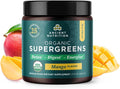 Ancient Nutrition SuperGreens Powder with Probiotics Organic Mango Flavor Greens Made from Real Fruits Vegetables and Herbs Digestive and Energy Support 12 Servings 3.3oz