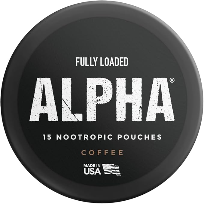 Fully Loaded Alpha Nootropic Pouches (Coffee) - 5 Cans - 15 Pouches per can - Effective Nootropic Delivery Nic Pouch Replacement - Faster Absorption Alpha GPC L-Tyrosine GABA