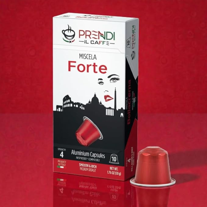 Prendi iL Caffe- Aluminium Capsules Prendi Espresso Forte Dark Roast - 100 Count