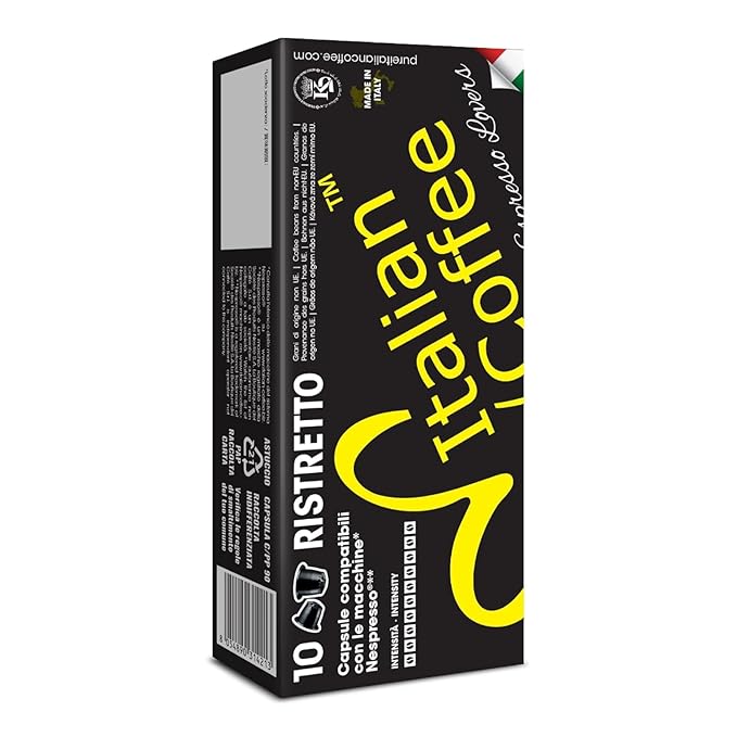 Italian Coffee for Espresso Lovers capsules compatible with Nespresso Original Line machines Regular pods (100 Count (Pack of 1) Ristretto Regular)