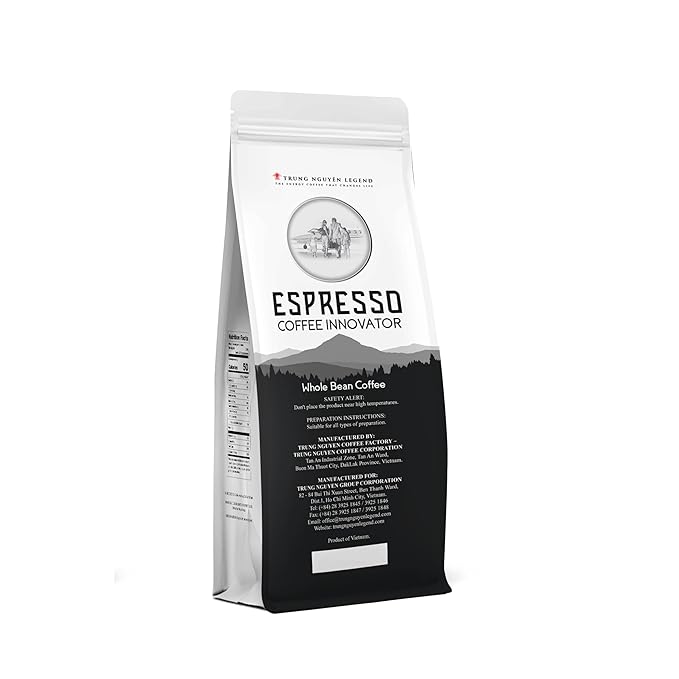 TRUNG NGUYEN LEGEND Espresso Innovator Blended Coffee Bean - Bag 17.6 Oz/500gr Arabica Blend Robusta Medium Roast Whole Beans Full Coffee Beans Perfect Flavor