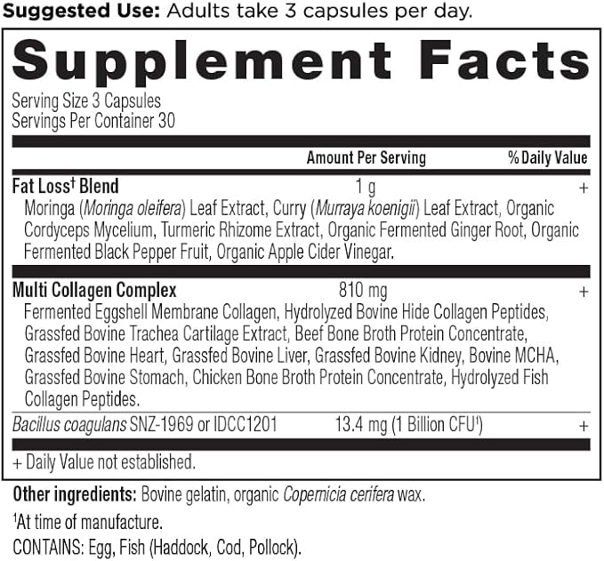 Ancient Nutrition Multi Collagen Advanced Lean with Probiotics Hydrolyzed Collagen Peptides Supports Healthy Weight Loss and Fat Loss 90 Count