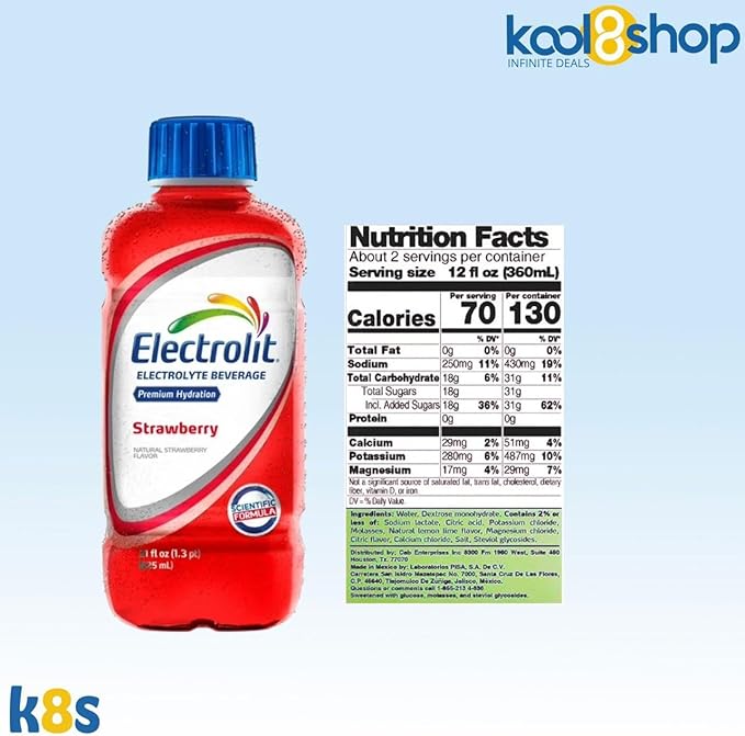 Electrolit Strawberry Hydration Drink With Electrolytes 21 fl oz Plastic Bottles 9 Pack+ 1 Microfiber Cooling Towel by KOOL8SHOP Infinite Deals