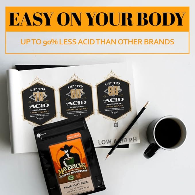 Dark French Low Acid Coffee (Ground) - 100% Organic Ingredients - Up to 90% Less Acid