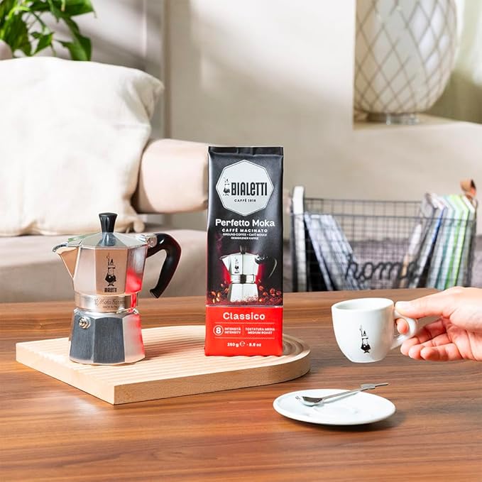 Bialetti - Perfetto Moka Classico: Medium roast ground coffee hazelnut and dried fruit aroma 250g x 6 bag with aroma valve