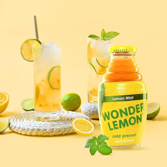 Wonder Lemon Organic Lemon Mint Cold Pressed Juice 8.45oz (6 Pack)