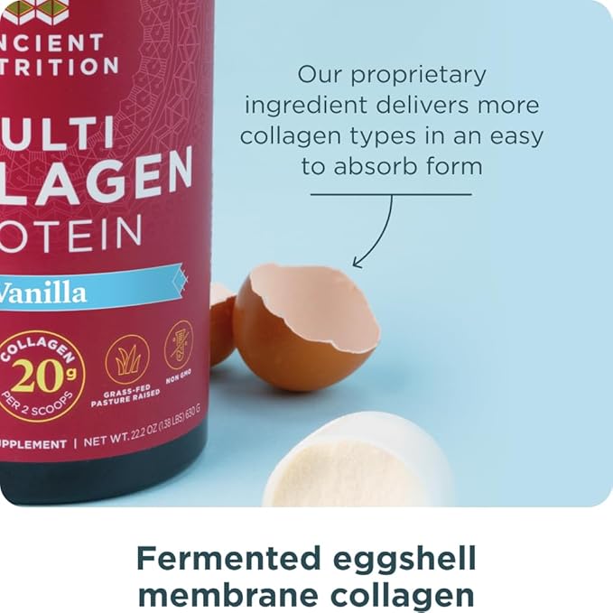 Ancient Nutrition Collagen Peptides Powder Multi Collagen Protein Women &amp Men Vitamin C Probiotics Hydrolyzed Collagen Supports Skin Joints Gut Health Vanilla 24 Servings