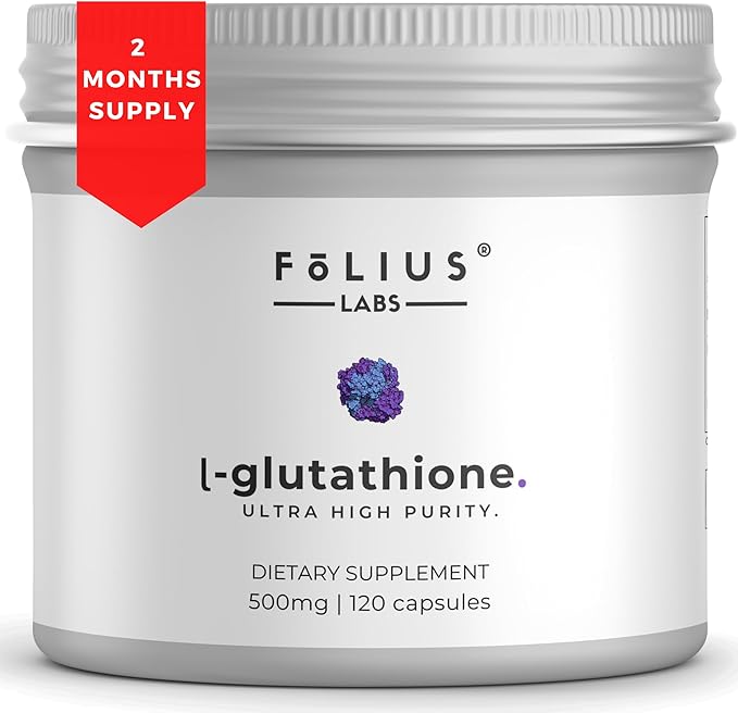 Ultra High Strength L-Glutathione 98% Supplement for Glowing Skin - Collagen Supplements for Women and Men - 500mg Concentrated Formula Reduced Glutathione Supplement - 120 Capsules