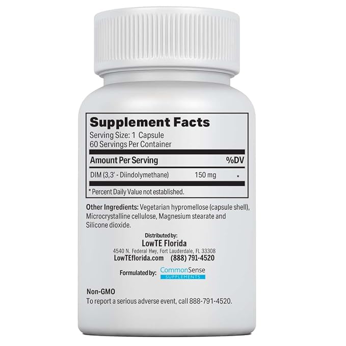LowTE Florida DIM (150 mg) – Estrogen Balance &amp Hormone Support Supplement for Women Ages 60+ | Detox Cleanse | Anti-Inflammatory | Non-GMO | Gluten-Free | Soy-Free