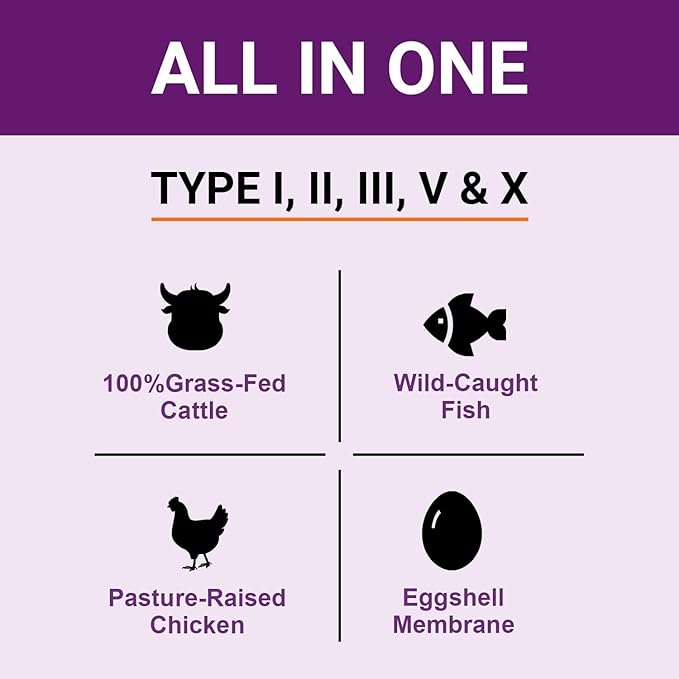 Zammex Multi Collagen Protein Powder 5 Types of Hydrolyzed Collagen Peptides Premium Grass-Fed Beef Chicken Wild Fish Eggshell Keto &amp Paleo Friendly 60 Servings Unflavored