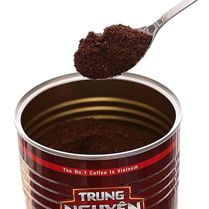 Trung Nguyen — Premium Blend — Roasted Ground Coffee Blend | NromBox Coaster (Color May Vary) Strong and Bold — Arabica &amp Robusta — Chocolate Flavor — Vietnamese Coffee 15 oz Can(Pack of 2)
