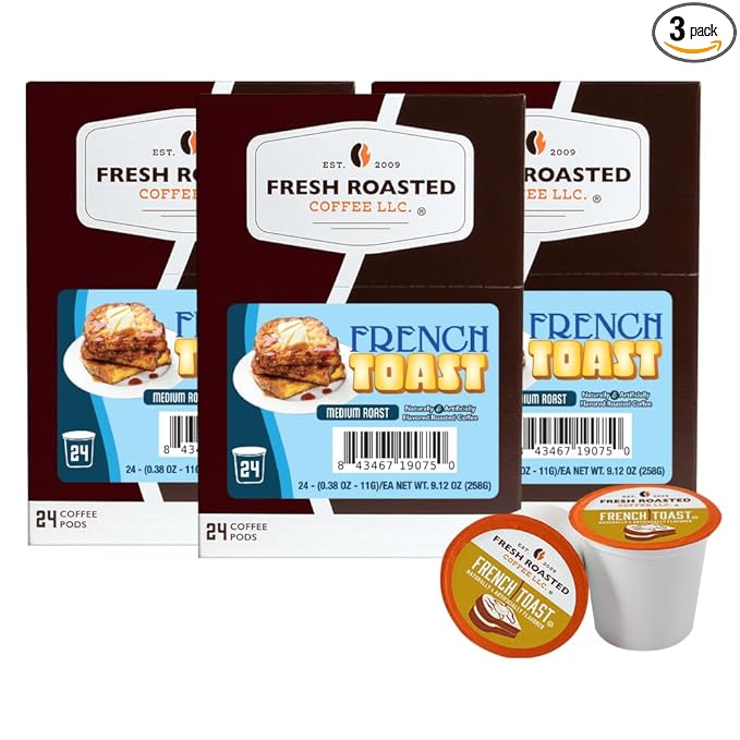 Fresh Roasted Coffee French Toast Flavored Coffee Pods 72 Count