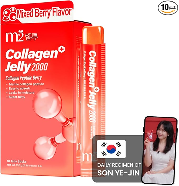 m2 Jelly Super Korean Collagen Jellies Stick – Korean Collagen Sticks Supplement for Women Cutting Gel Style Beauty &amp Wellness Support Jelly Daily Boost Stick Pouches Berry Flavor(10 Count)