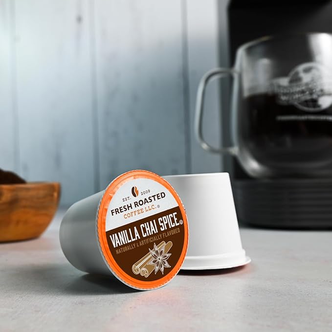 Fresh Roasted Coffee Vanilla Chai Spice Flavored Coffee Pods K-Cup Compatible 24 Count