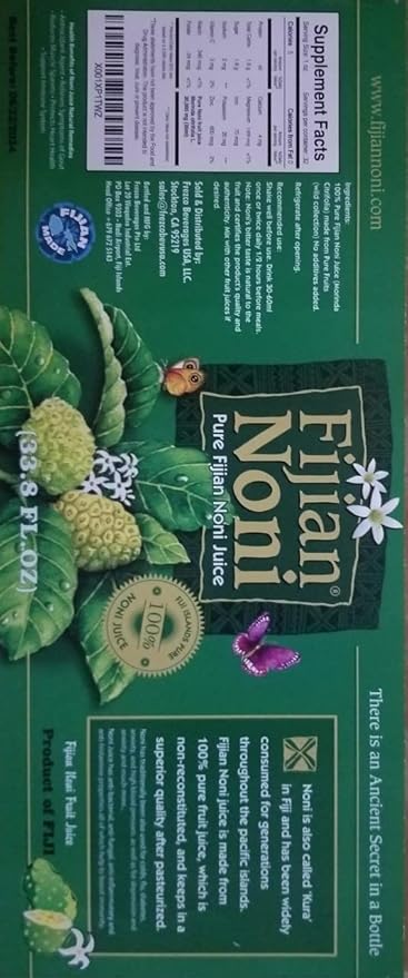 Fijian Noni® 100% Certified Organic Juice (Single 1 Liter) A Gift of Nature Rich in Antioxidants Gluten-Free.