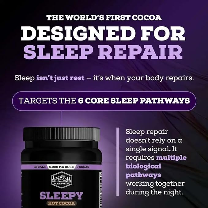 Black Forest Sleepy Hot Cocoa - Magnesium Hot Chocolate Sleepy Cocoa Sleep Powder for Adults with Melatonin &amp L-Theanine - Natural Sleep Drink Mix for Deep Sleep &amp Relaxation Sleep Powder 22