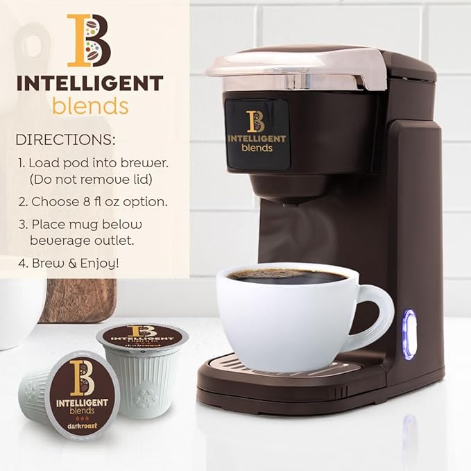 Intelligent Blends Dark Roast Coffee Pods 100 ct Single Serve Pods – 100% Arabica Coffee Compatible with Keurig K Cups Maker
