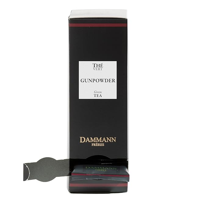 Dammann Freres Satchets Gunpowder Green Tea Bags Premium Gourmet French Tea Individually Wrapped 24 Count (Single Pack)