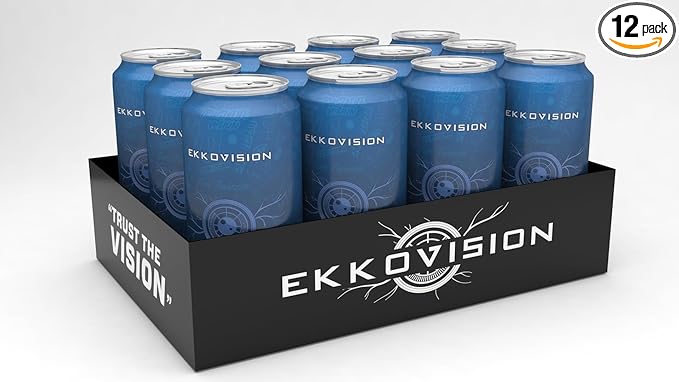 Ekkovision Energy Drink Blue Razz Caffeine Free Coconut Water L Theanine Alpha Gpc &amp L Tyrosine For Balanced Energy Electrolytes &amp Smooth Hydration 16 Fl Oz Can 12 Pack
