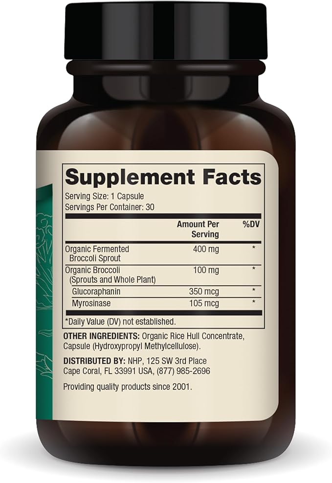 Dr. Mercola Organic Fermented Broccoli Sprouts - Provides Super Antioxidants - Supports Detoxification Processes - Organic Whole Broccoli - Non-GMO Gluten-Free &amp Soy-Free - 30 Capsules (30 Servin