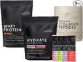 Sports Research Organic Collagen Peptides (Unflavored - 30 Servings) Hydrate Electrolytes Powder Packets (Variety Pack - 16 Servings) and Whey Protein Isolate (Dutch Chocolate - 25 Servings)