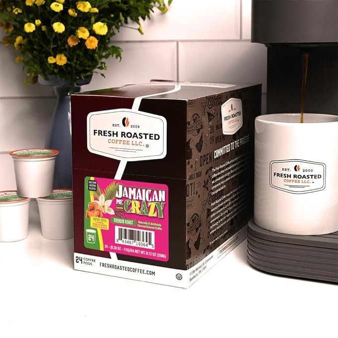Fresh Roasted Coffee Jamaican Me Crazy Flavored Coffee Pods 72 Count
