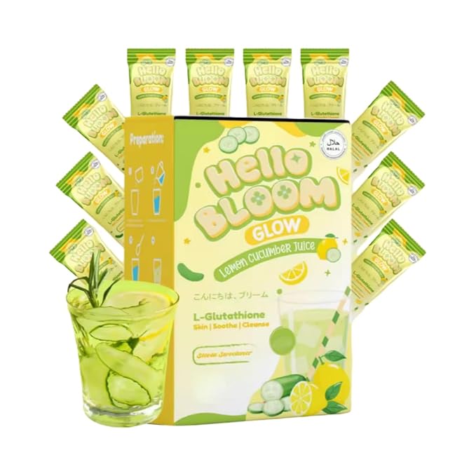 Hello Bloom Glow Reduced L-Glutathione Powder Juice Drink (10 Sachets x 18g Lemon Cucumber)