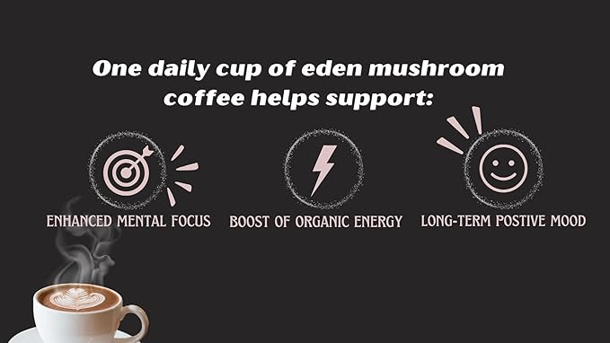 Eden Coffee Organic Capsules Compatible with Nespresso with Lion's Mane and Chaga Mushrooms - Brain &amp Immune Support - Vegan &amp Keto - Antioxidants &amp Superfoods - 3 Pack 30 Count