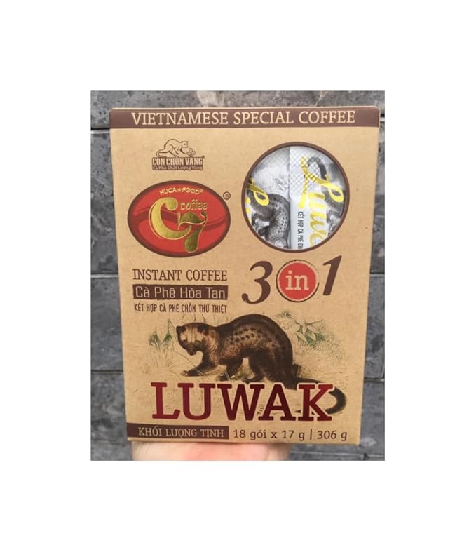 Vietnamese Instant Coffee 3 in 1 18 Packets 306 Grams Weasel Civet