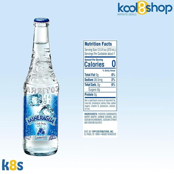 Jarritos Mexican Mineragua Soft Drink 12.5 fl oz Glass Bottles 12 Pack + 15 Sugarcane Disposable Straws by KOOL8SHOP Infinite Deals
