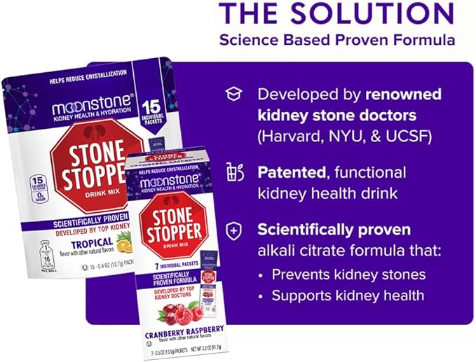 Stone Stopper Drink Mix Wild Berry Kidney Stone Prevention Calcium Oxalate Protector Alkali Citrate Support Developed by Urologists to Improve Hydration and Support Kidney Health 30 Day Supply