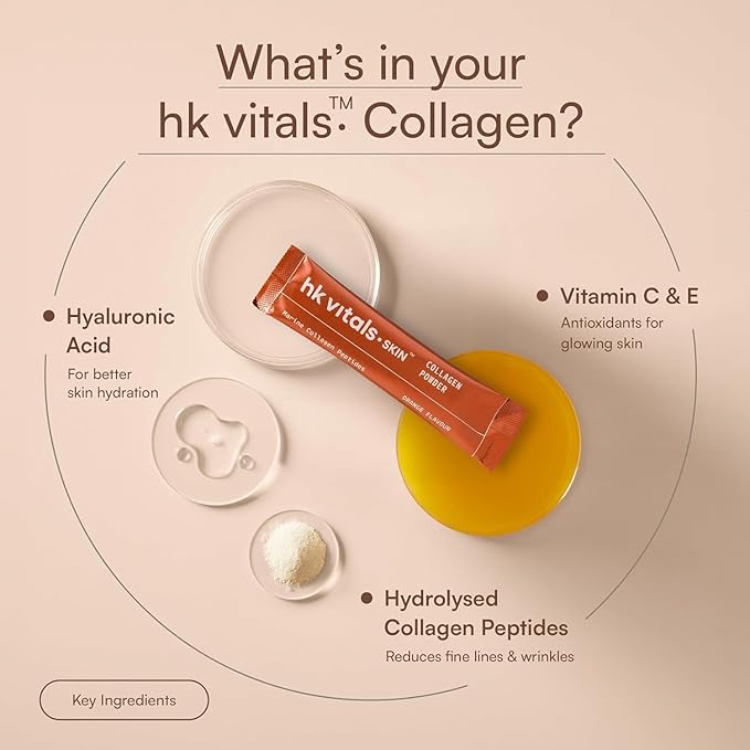 VIT_a_ls Skin Radiance Marine Collagen Supplement (Orange Pack of 7) | Vitamin C E Sodium Hyaluronate | for Healthy Skin Hair &amp Nails