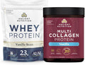 Ancient Nutrition Grass-fed Whey Protein Powder Vanilla Bean 35 Servings + Multi Collagen Protein Peptides Powder Vanilla 60 Servings