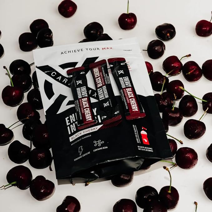 CardoMax - Energy Drink Packets - Liquid Preworkout for Men &amp Women Caffeine Packets with BCAA Vitamin B12 Vitamin B6 &amp B3 - Sugar-Free Zero Calorie Vegan &amp Keto - 15 Stick Packs - Bla