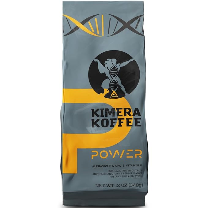 Kimera Koffee - Organic Medium Roast Ground Coffee|Power Blend | Infused with Alpha GPC and Vitamin D | Optimize Focus &amp Concentration | Boost Energy Level | Enhance Athletic Performance | 12oz