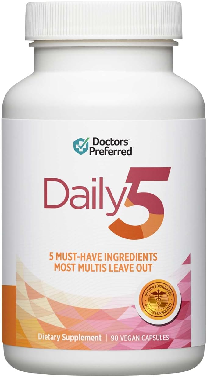 DOCTORS' PREFERRED Daily5 Multivitamin for Women and Men Clinically Validated Ingredients Heart Joints Circulation 90 Vegan Capsules